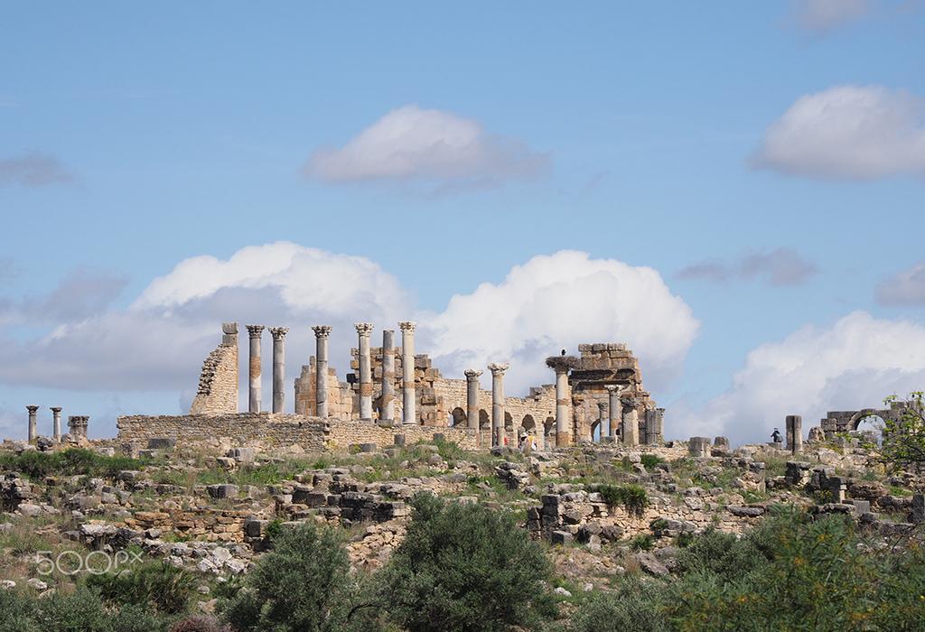 Famous ruins of ancient Roman and african city of Volubilis in Morocco near Meknes